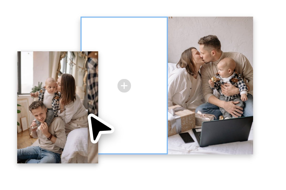 Stitching two pictures of a family together