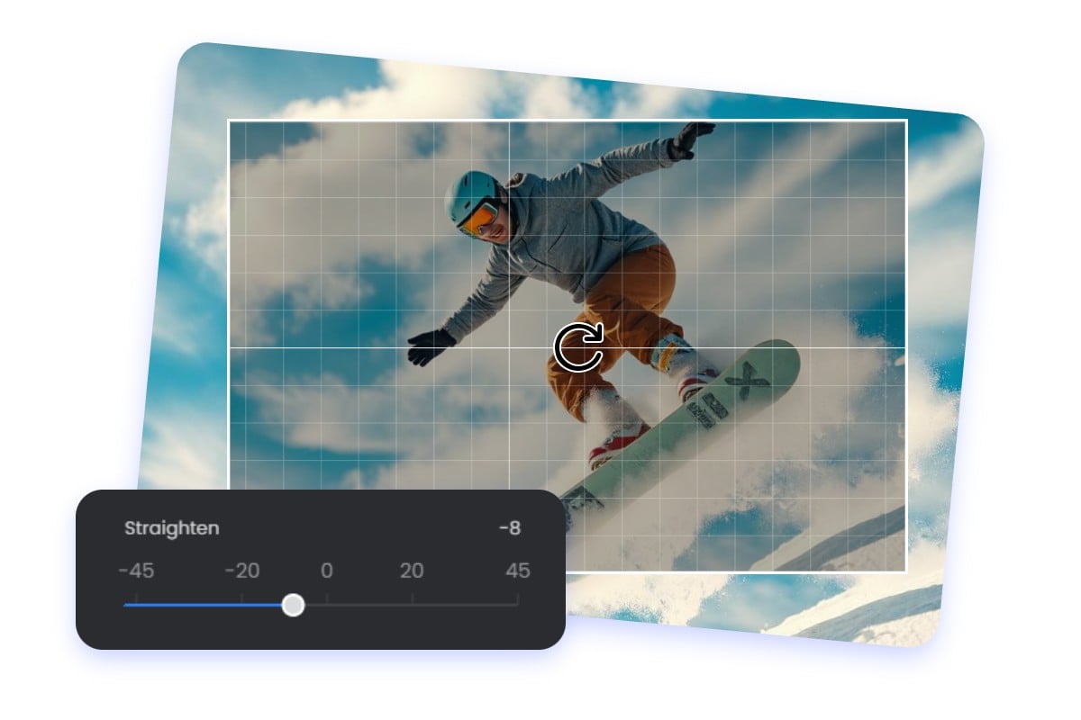 Straighten a image of a skiing man