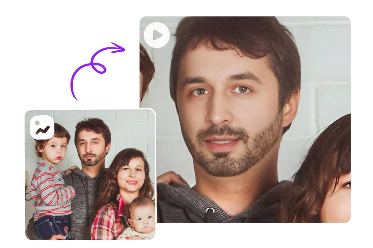 L'IA a transformé une photo de famille statique en une image animée montrant le père en train de parler