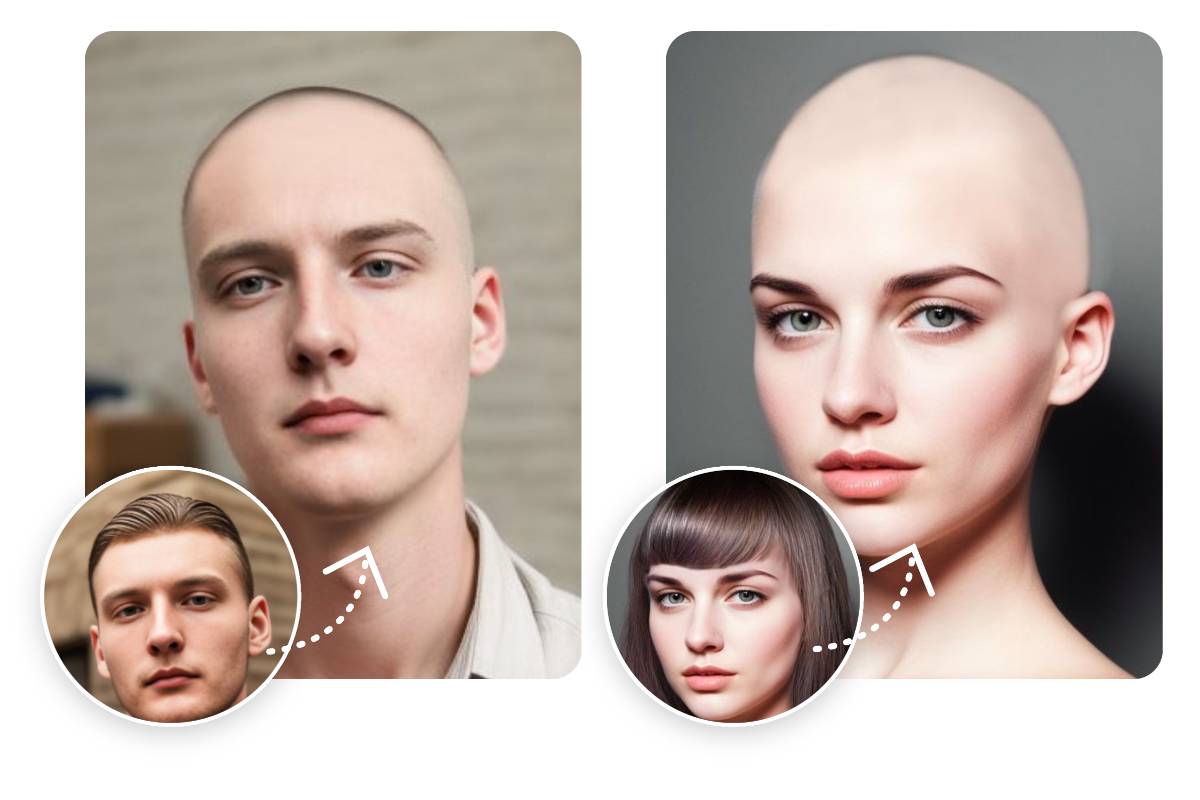 produktion Fjendtlig kontakt AI Bald Filter: Make Someone Bald Online | Fotor