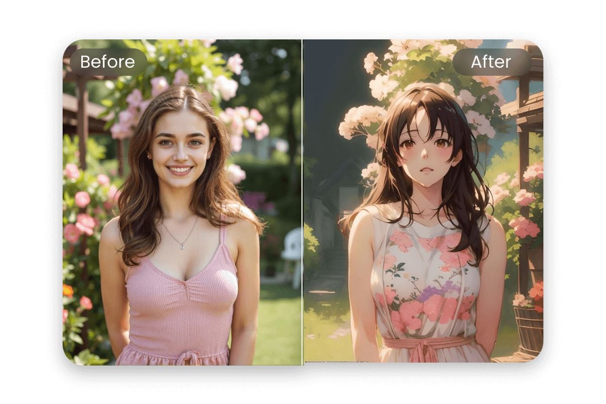 Transformer photo en dessin animé en un clic pour une belle fille