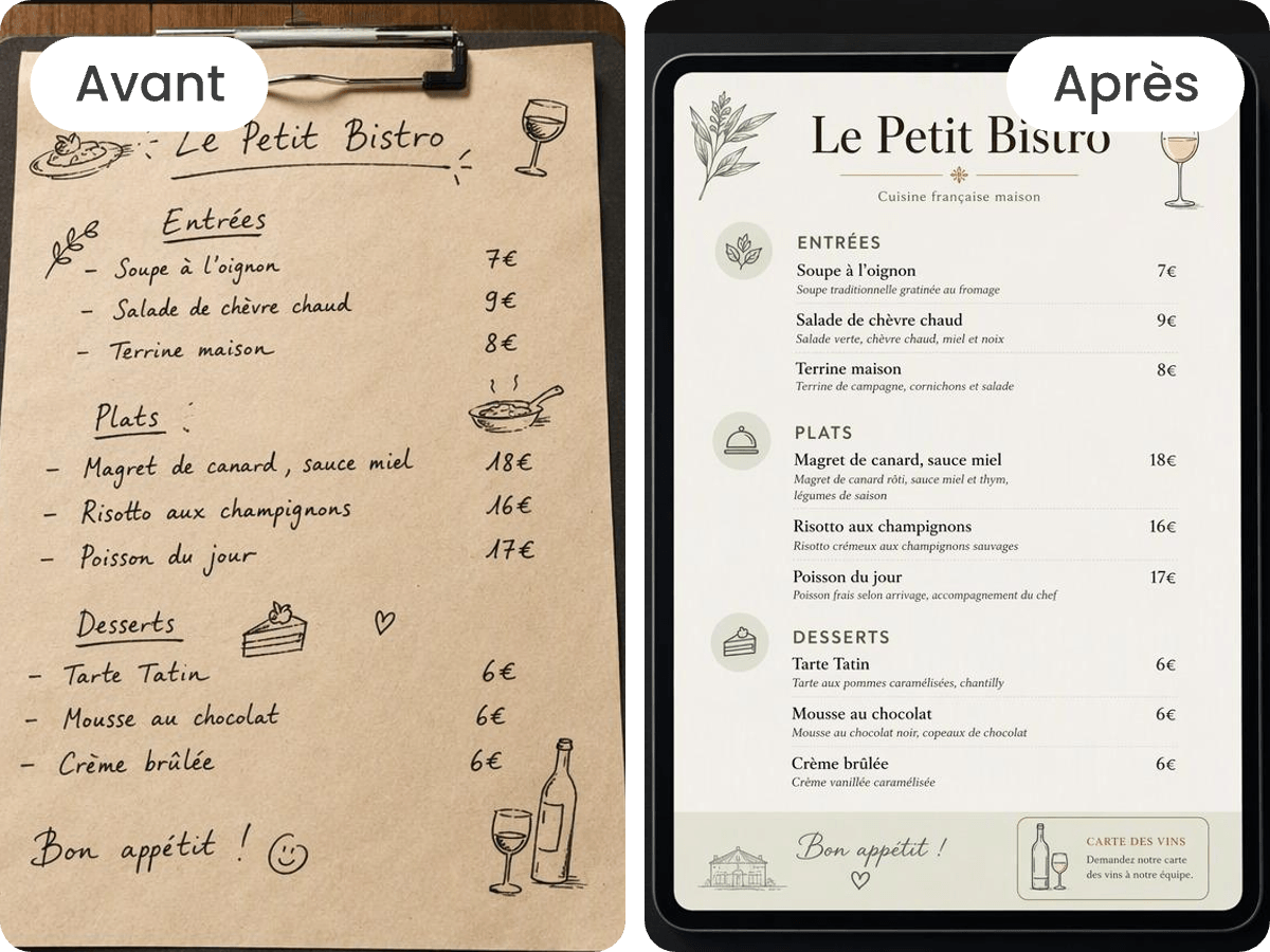 Transformer un menu manuscrit en menu numérique