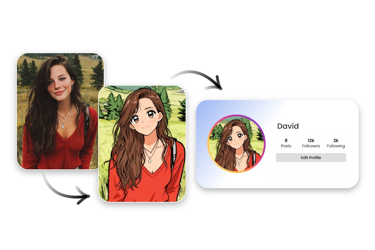 Transformer un portrait en manga pour créer une photo de profil pour Instagram avec le filtre manga de Fotor