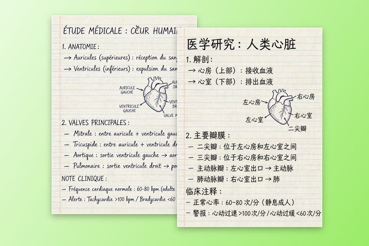 Translate French notes into Chinese with Fotor image translator