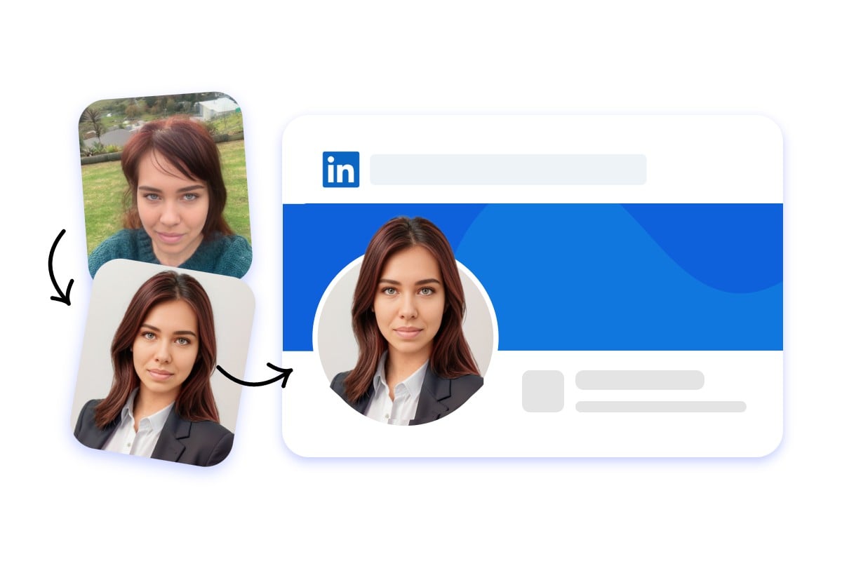 Turn a female selfie into a professional headshot for Linked In profile