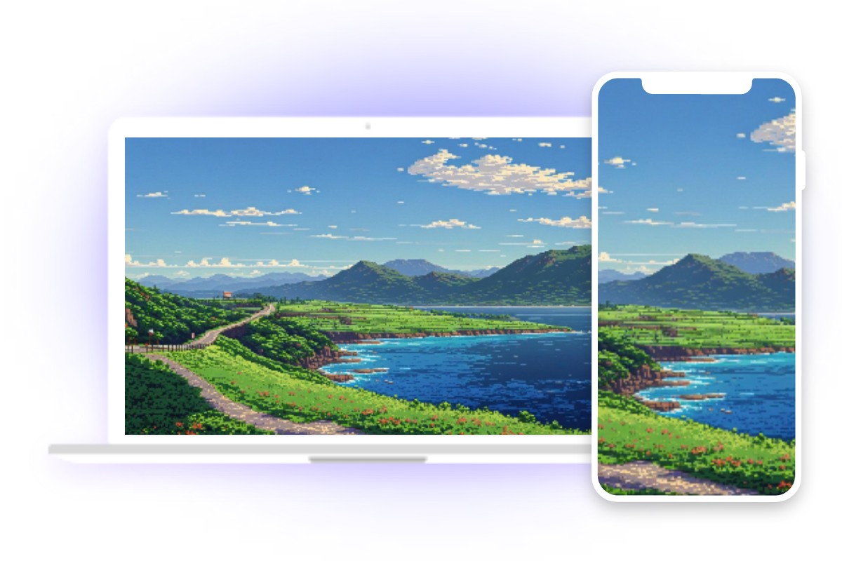 Turn a landscape image into pixel art and use it as wallpaper