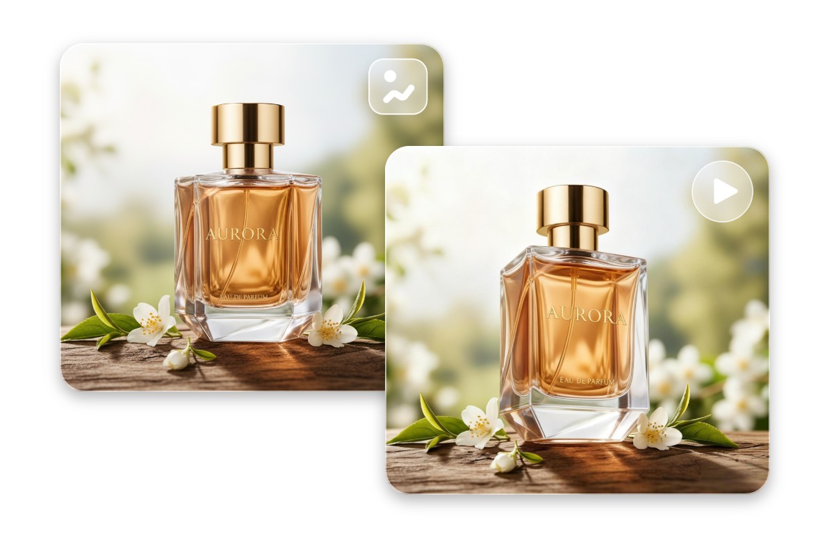 Turn a perfume mockup image to a video