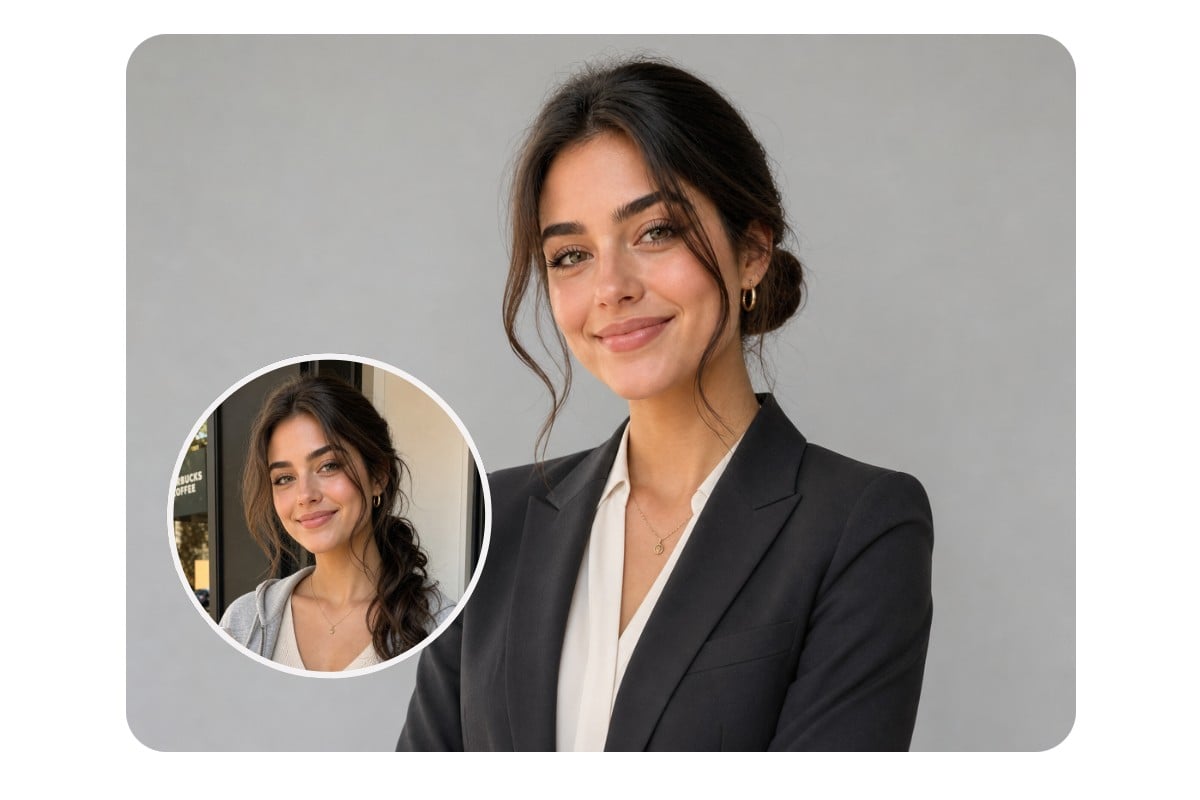 Turn ordinary photo into headshot with AI editing