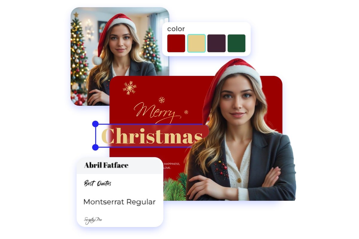 Transforme sua foto em um cartão temático de Natal usando o editor de fotos de Natal gratuito Fotor