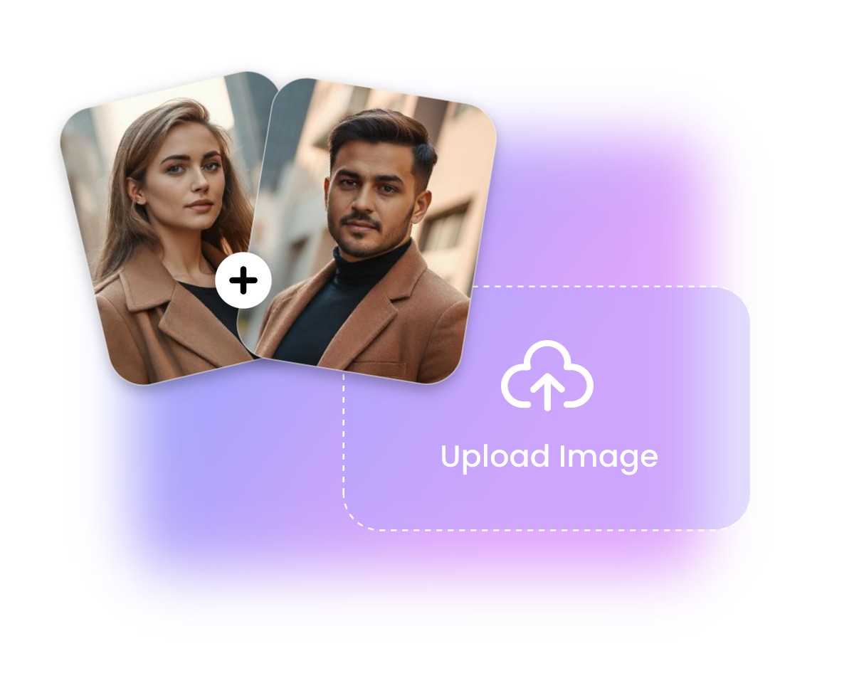 Upload a male portrait and a female portrait to our fight generator
