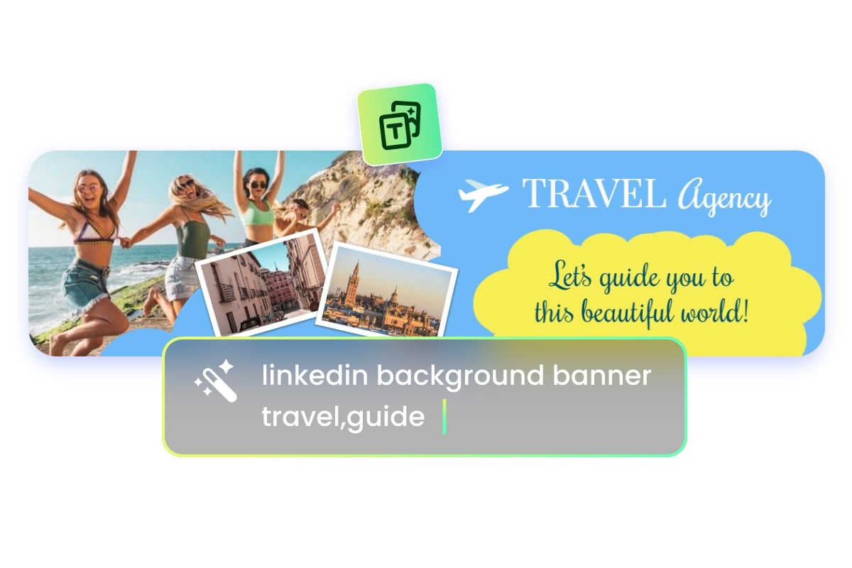 Use Fotor AI image generator to generate travel guide linkedin backgeound banner
