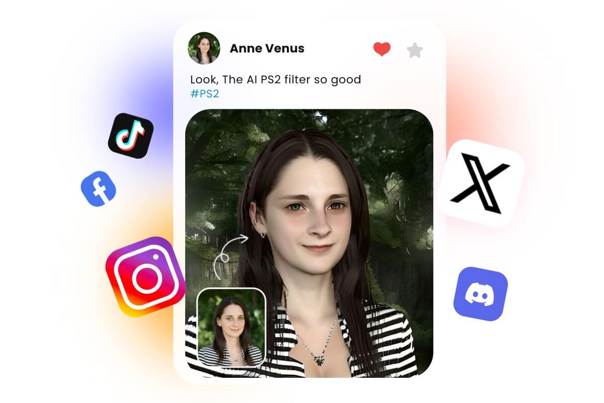 Use Fotor PS2 filter to turn photo to OG Play Station character and share on social media