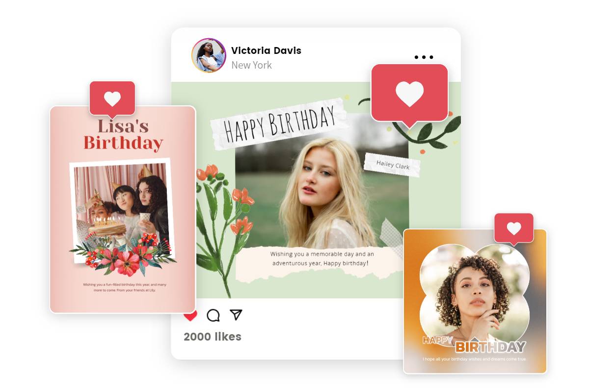 写真に誕生日フレームを追加しSNS投稿を作成する