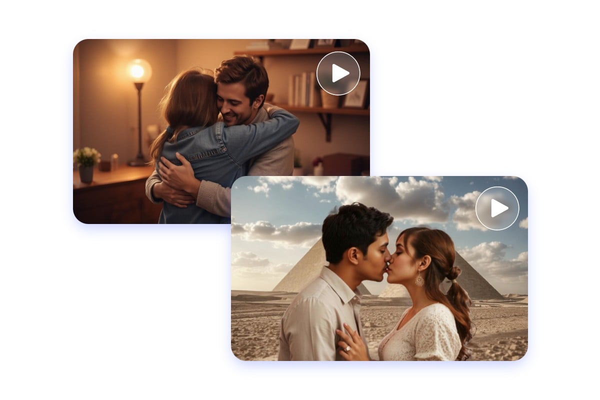 Use fotor ai kiss generator and ai hug generator to create warm videos