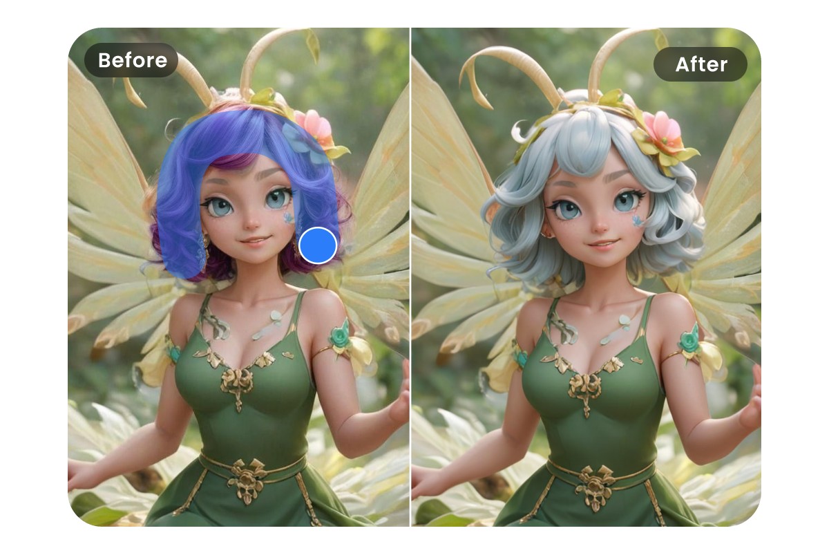Use fotor ai replace tool to change the ai generated game sprites hair