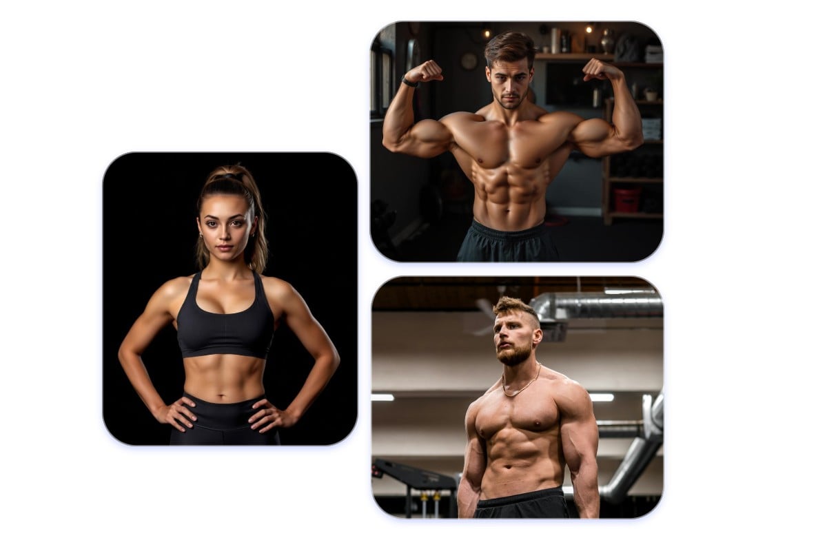 show fitness muscle man and muscle woman photos