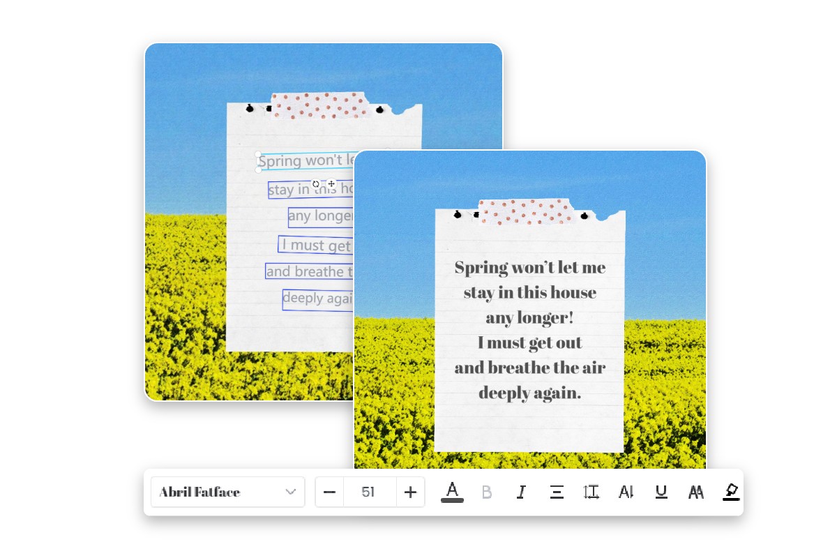 Dostosuj tekst przetłumaczony na jednym obrazku