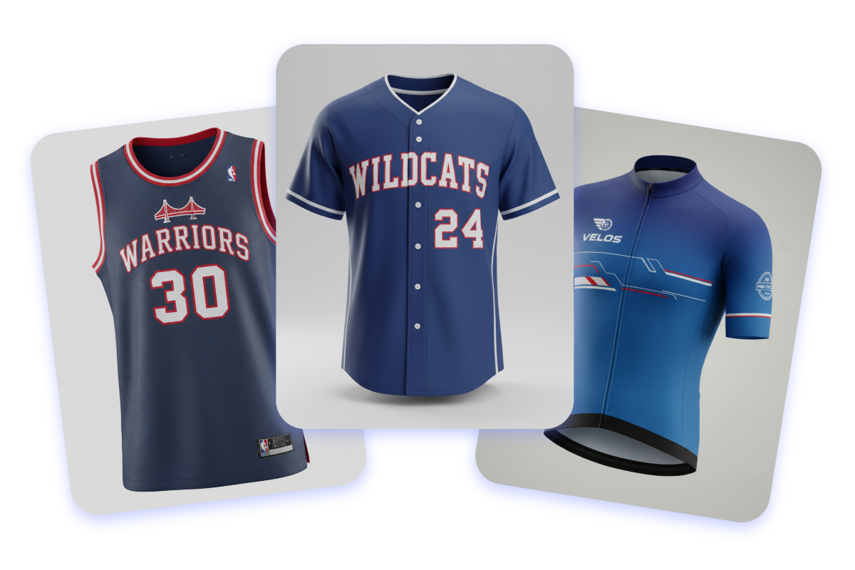 A basketball jersey and a baseball jersey and a cycling jersey