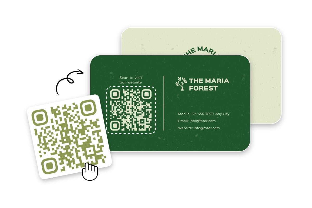 A business card with qr code