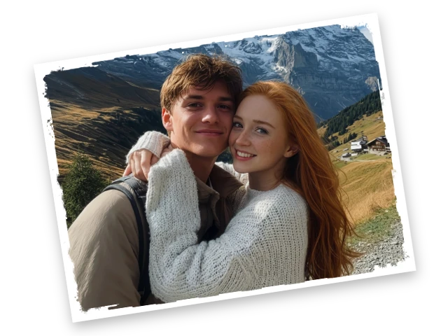 A couple photo with a simple style frame