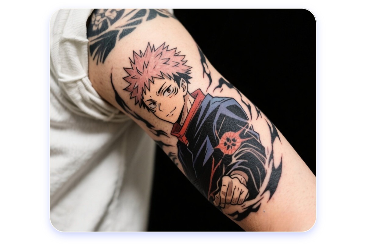 A custom jjk tattoo on the arm