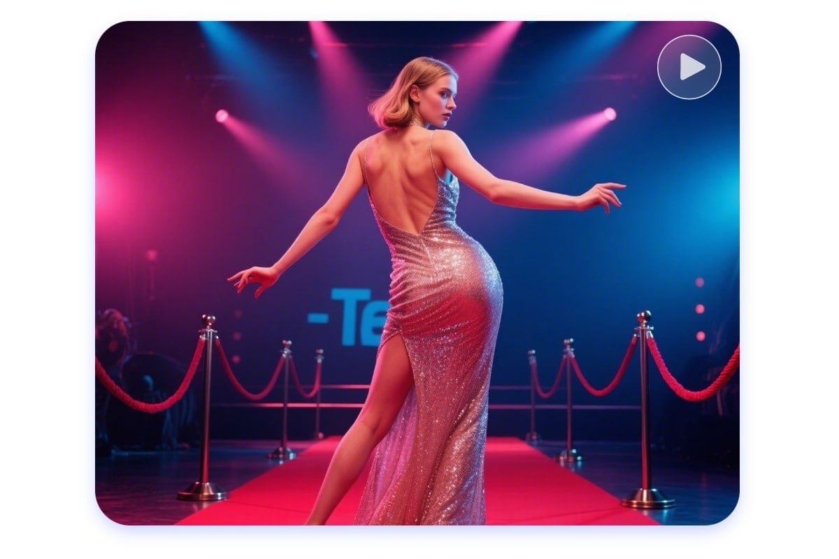 Une célébrité féminine avec une belle robe longue fait du twerk
