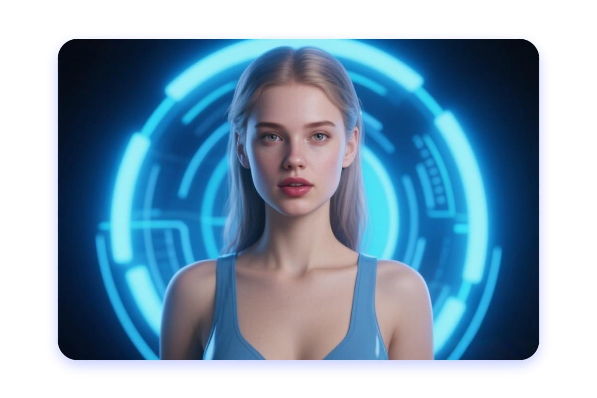 A futuristic image of a woman