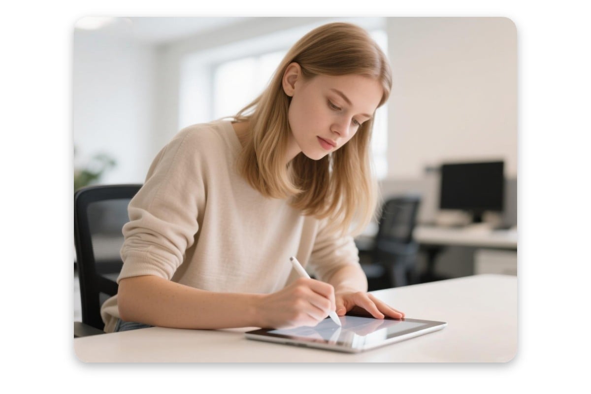 Une fille utilise un calendrier numérique sur une tablette pour planifier sa journée