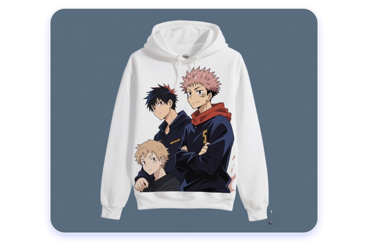 A jjk hoodie with jjk image