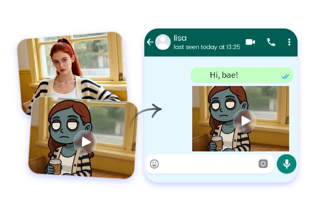 A long hair girl send her zombie look to her friend