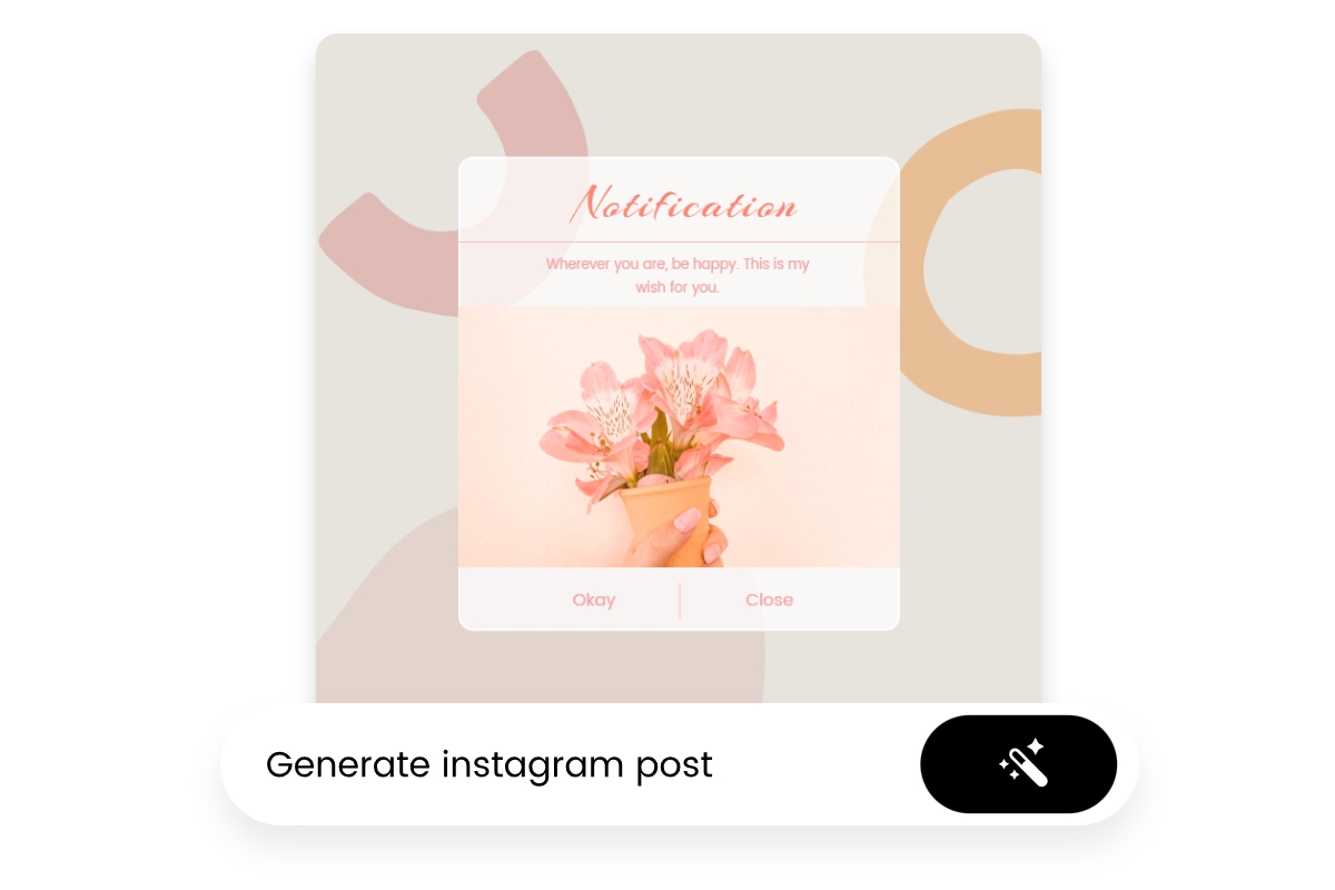 A picture of generating an Instagram post from text