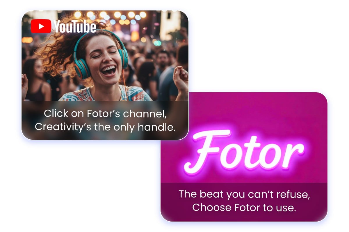 A picture that shows a jingle of a youtube channer and a picture that shows a jingle of the branding video of fotor
