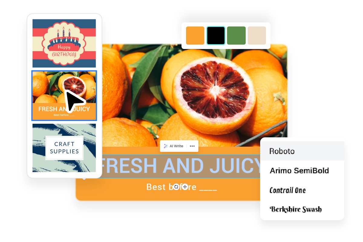 A picture that shows label templates where users can adjust font and color