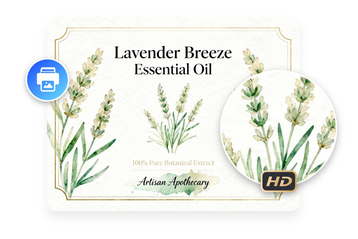 A product label for essential oil with hd quality