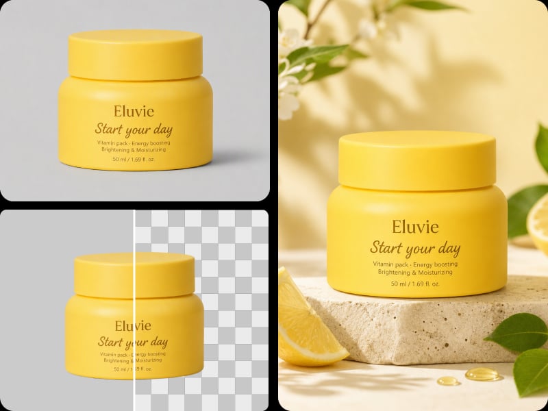 A whole workflow of the cream picture to remove and change background