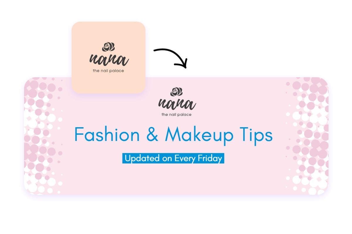 Add a business logo to a pink fotor banner template