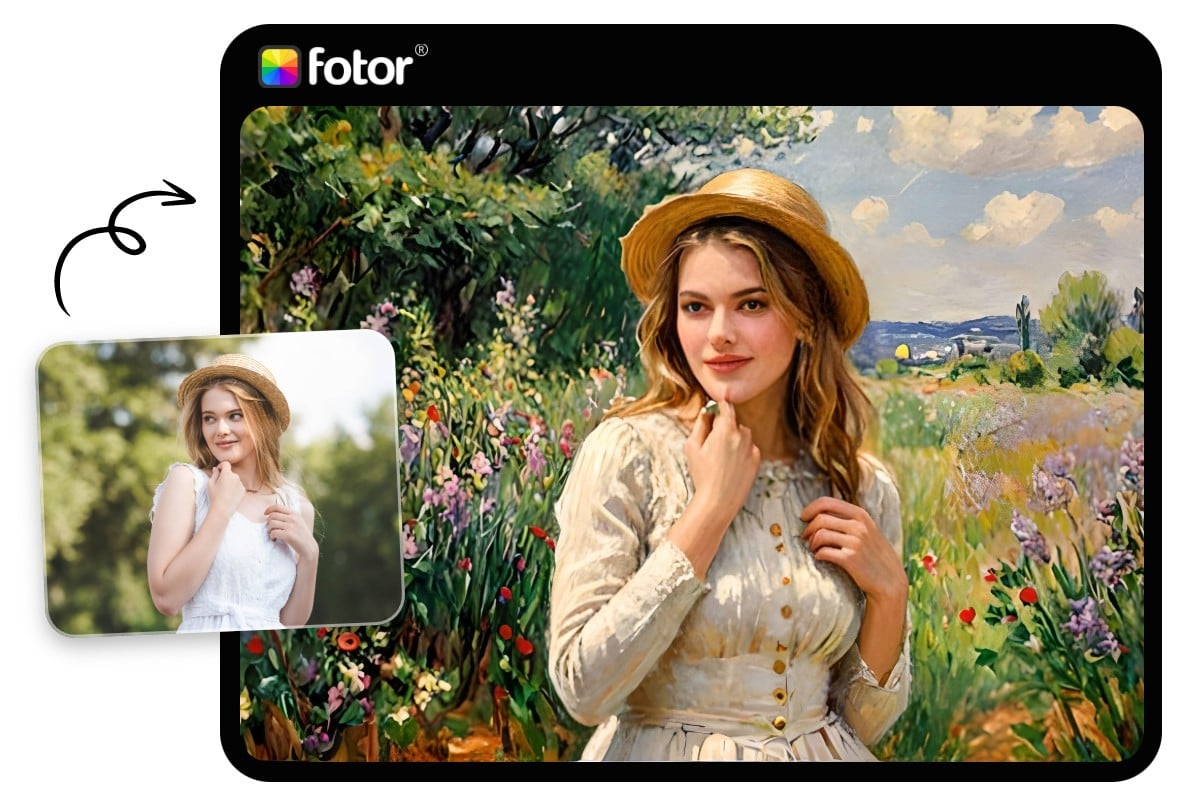 Add a monet effect to a girl image with fotor monet filter