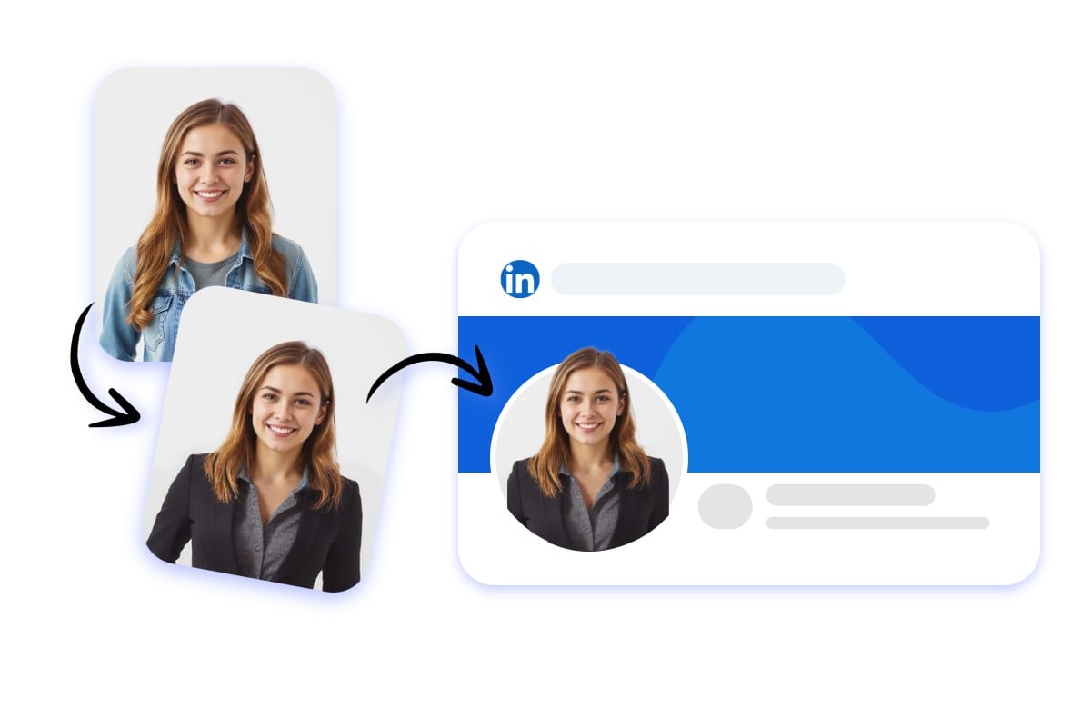 Add a suit to a female model and use it as a social media headshot