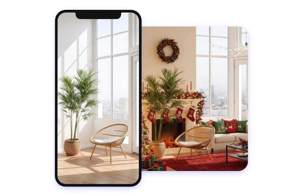 Application de montage photo avec décor de Noël