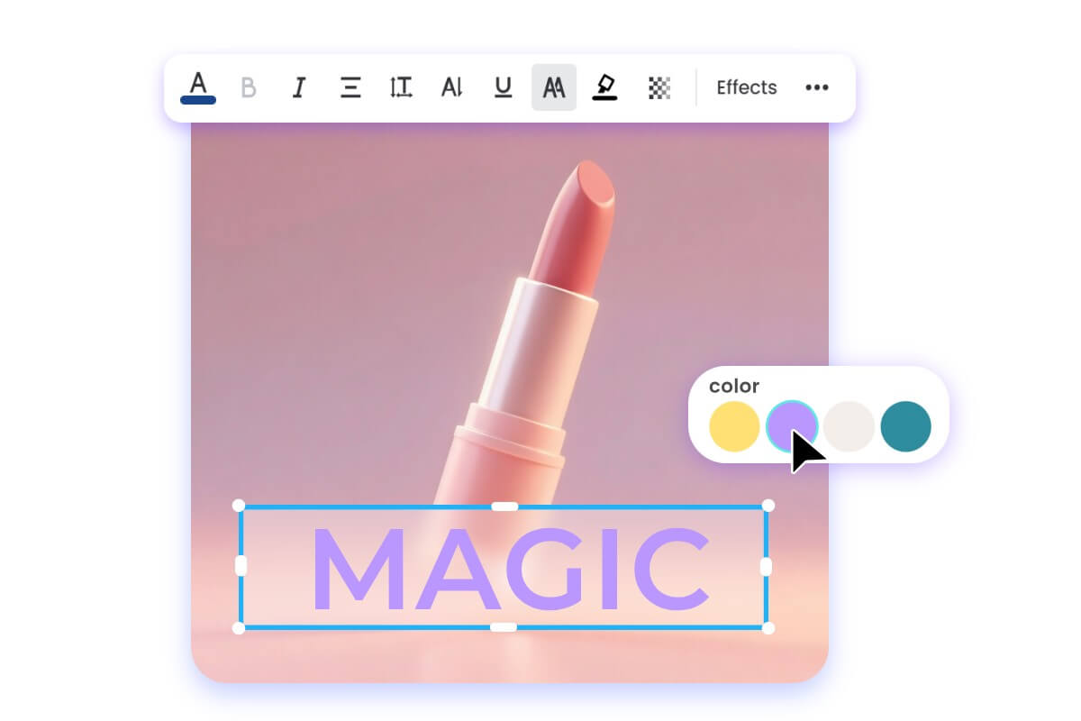 Add different elements to an ai product photography of a lipstick