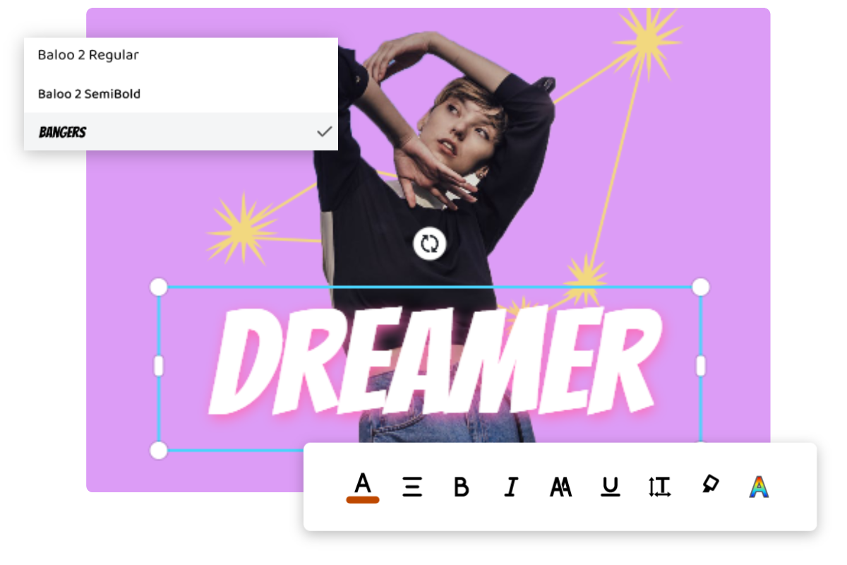 Add dreamer caption to a girl image