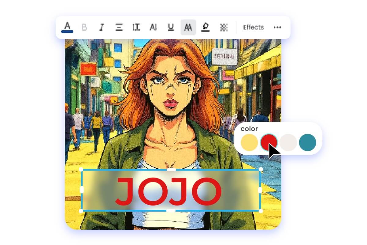 Add more elements to a jojo style image of a woman