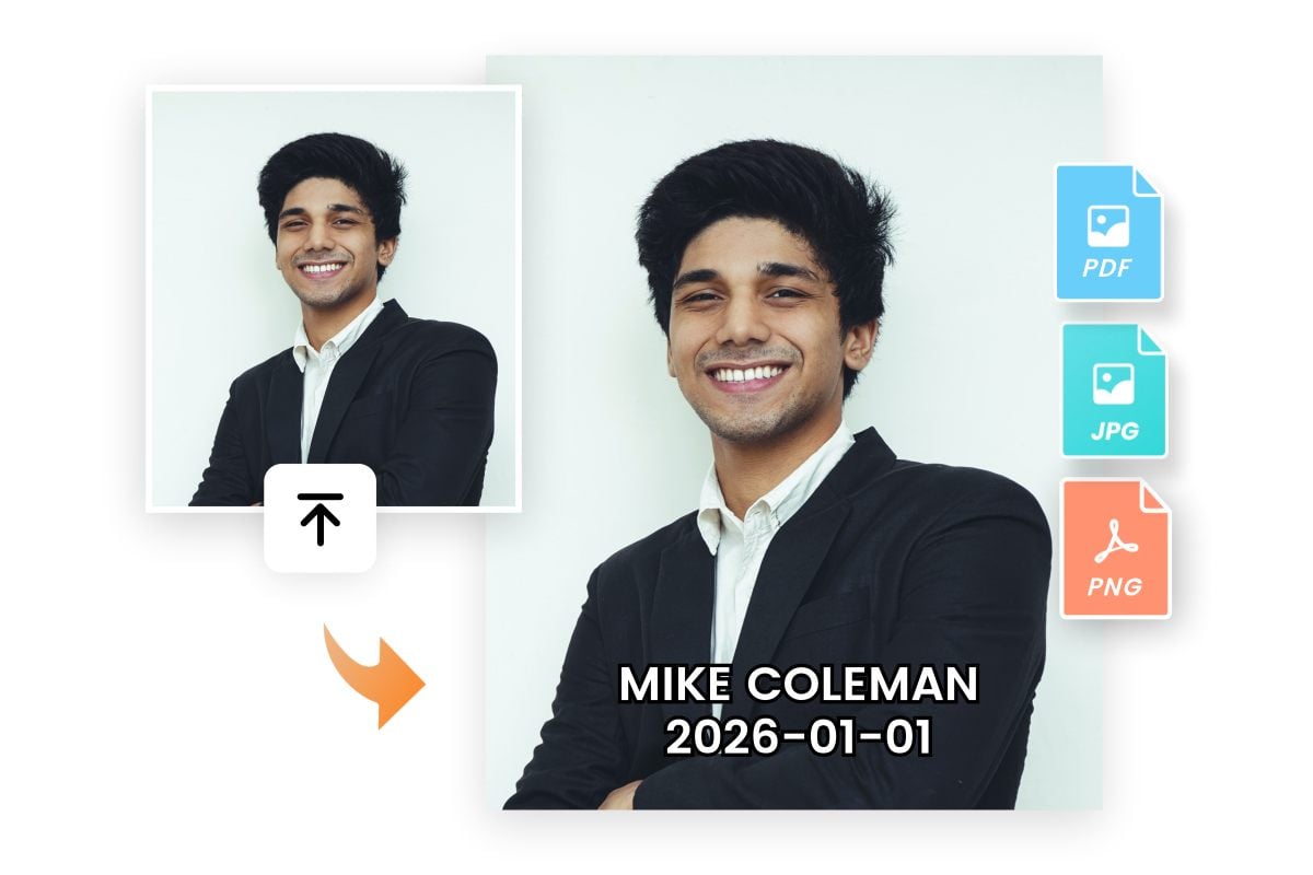 Name and date on photo maker online fotor