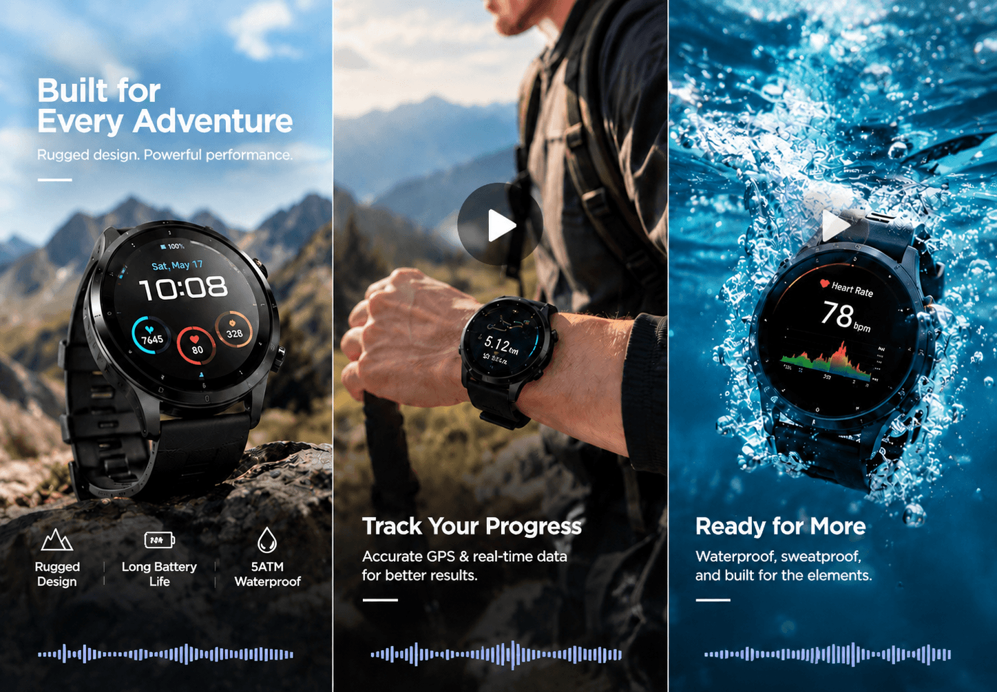 Add natural voiceover b roll footage and captions to an ai product video of a watch