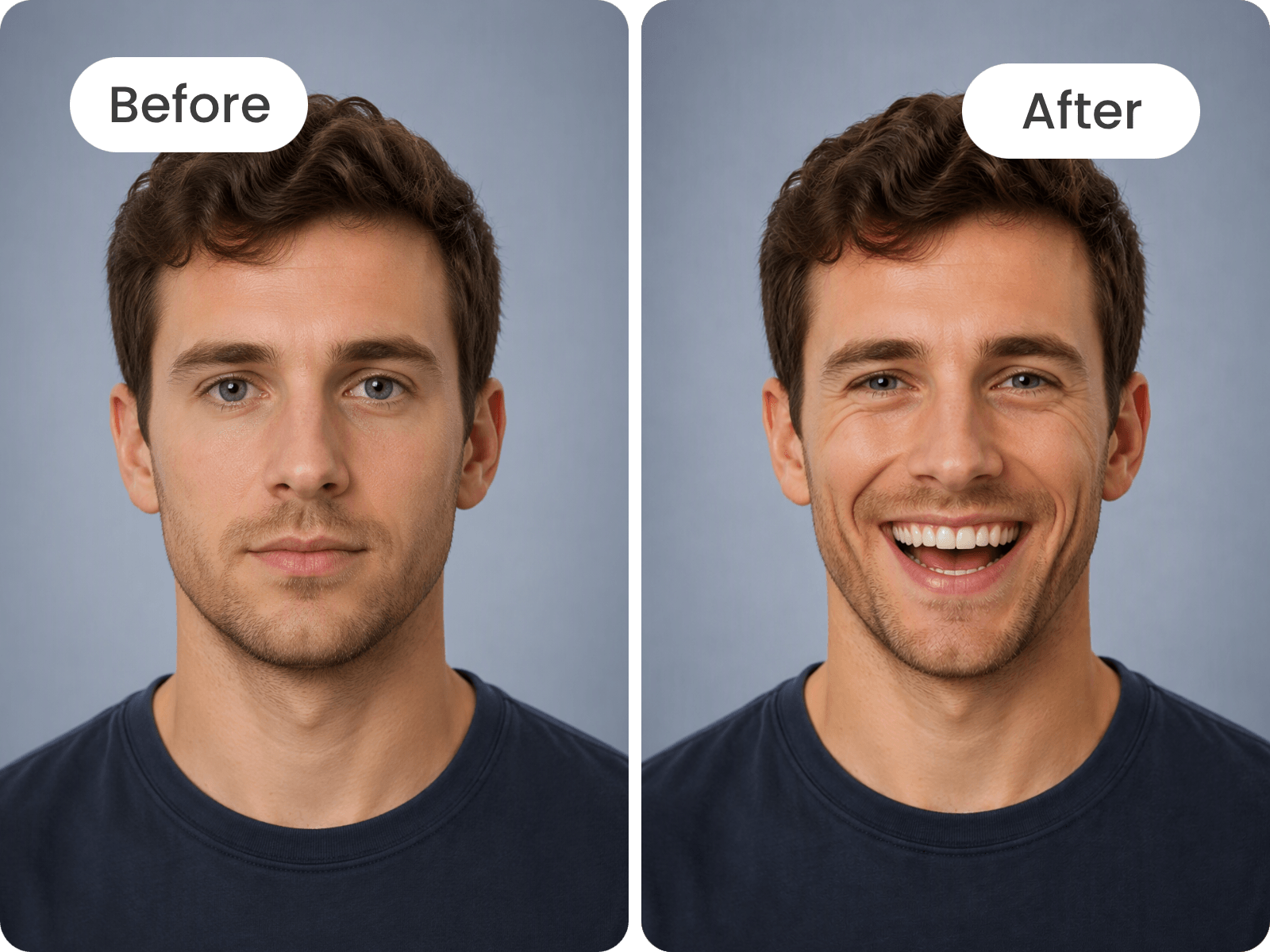 Add smile to the original male photo