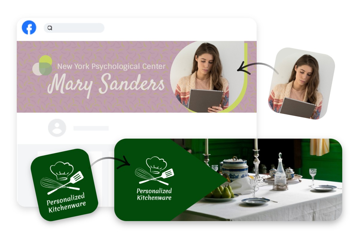 Add your photo or logo to your chosen facebook cover templates