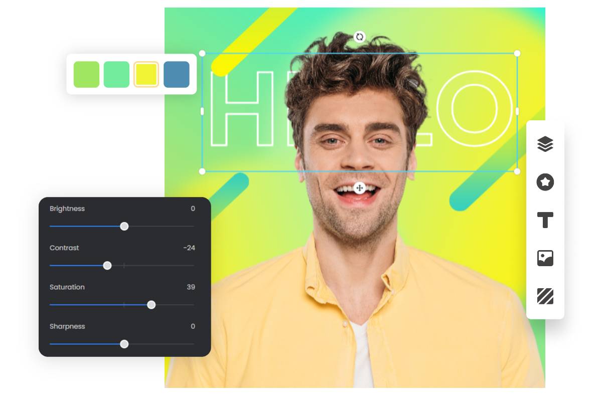 use fotor photo editing tools to adjust background color and brightness and contrast of the boy poster