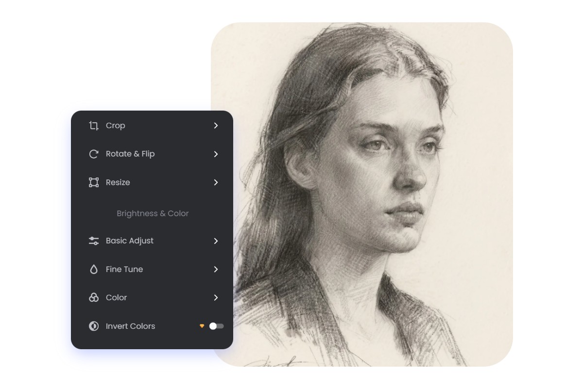 Adjust generate sketch image using image editor