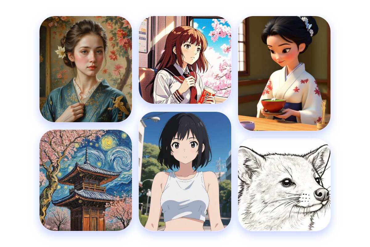 多彩なAIアニメフィルターで写真やイラストを変換