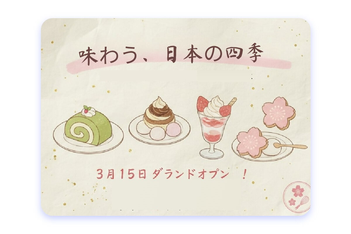 和風のお菓子が並んでいるチラシ